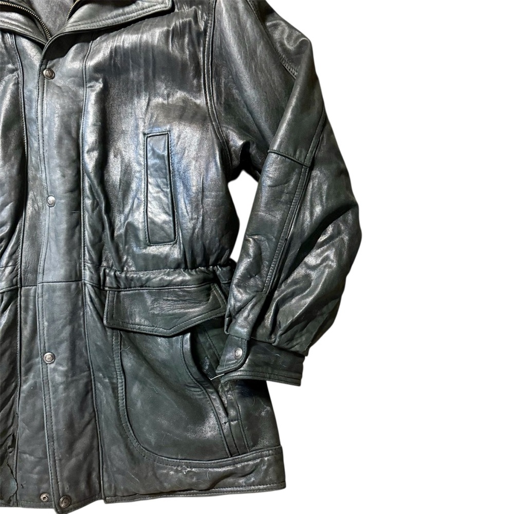Women's Classic Black Leather Jacket Vintage 80s Made In Canada - Picture 3 of 10